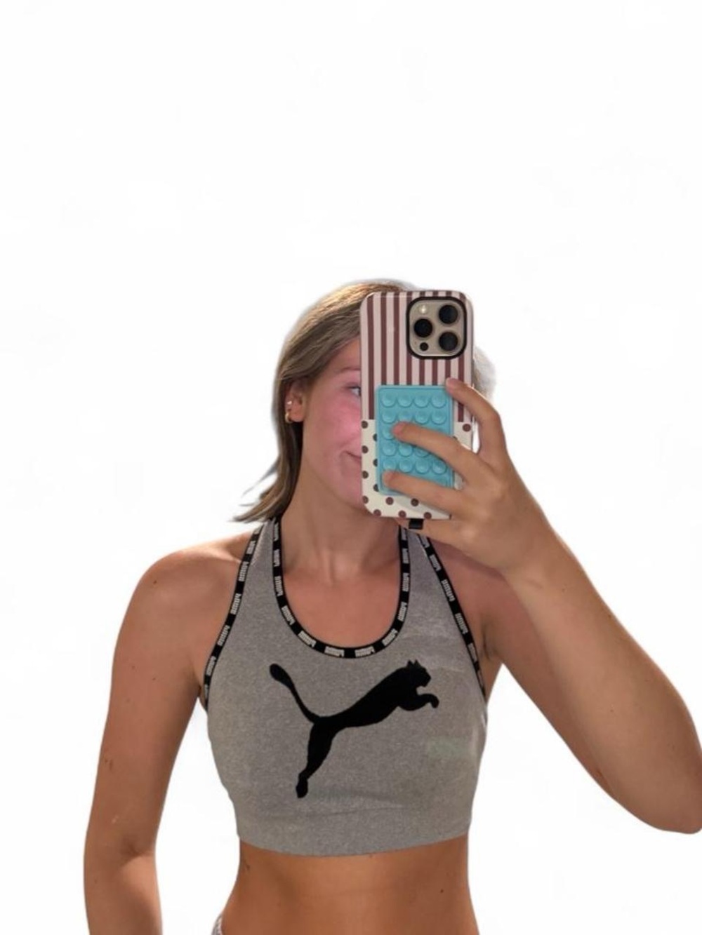 Puma Women’s Small Gray and Black Logo Sports Bra